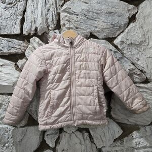 Toddler Girl North Face Pink Reversible Mossbud Jacket 5T Fuzzy Full Zip Long